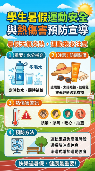 學生暑假運動安全與熱傷害預防宣導